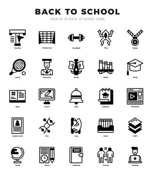 Simple Set of Back To School Related Vector Lineal Filled Icons. Stock Illustration