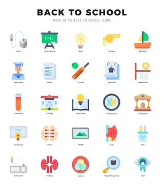 Simple Set of Back To School Related Vector Flat Icons. 스톡 일러스트