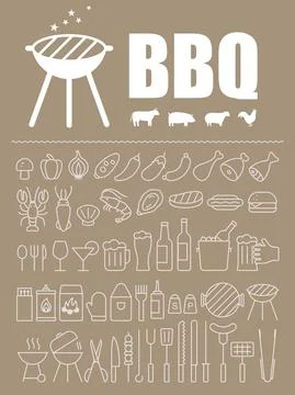 Simple Set of Barbecue Related Vector Line Icons, vector illustration Stock Illustration