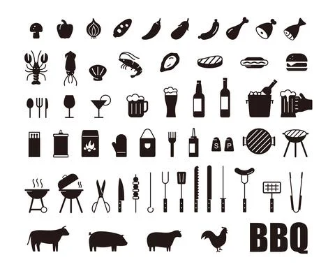 Simple Set of Barbecue Related Vector Line Icons, vector illustration Stock Illustration