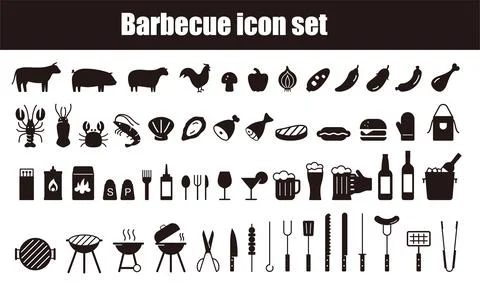 Simple Set of Barbecue Related Vector Line Icons, vector illustration Stock Illustration