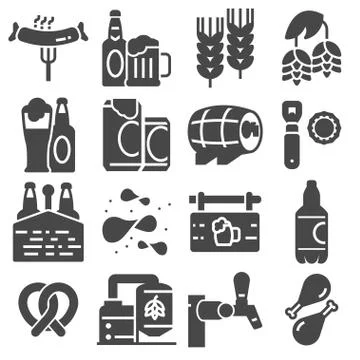 Simple Set of Beer Related Vector Icons Stock Illustration