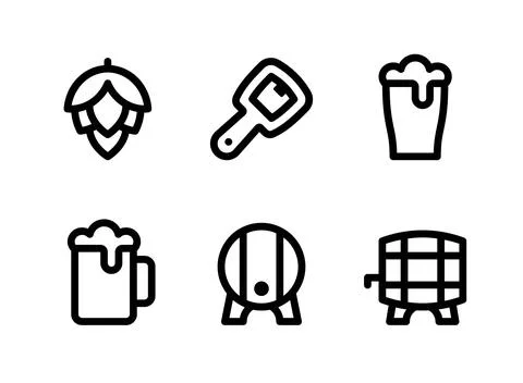Simple Set of Beer Related Vector Line Icons Stock Illustration