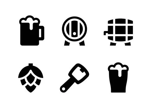 Simple Set of Beer Related Vector Solid Icons Stock Illustration