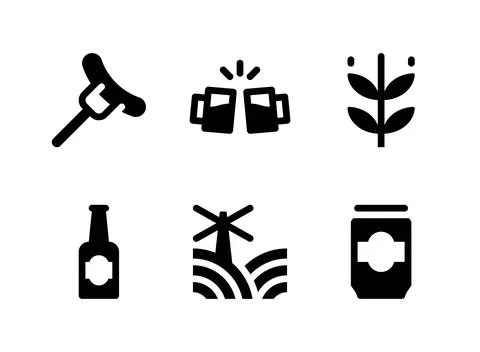 Simple Set of Beer Related Vector Solid Icons Stock Illustration