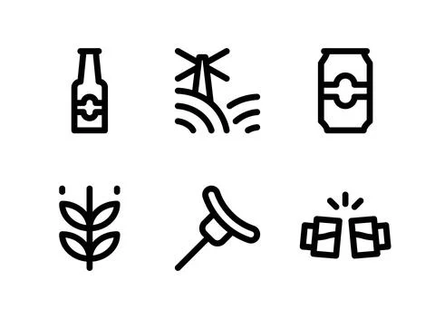 Simple Set of Beer Related Vector Line Icons Stock Illustration