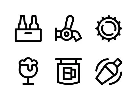 Simple Set of Beer Related Vector Line Icons Stock Illustration
