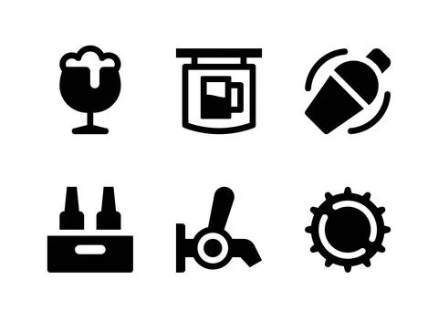 Simple Set of Beer Related Vector Solid Icons Stock Illustration