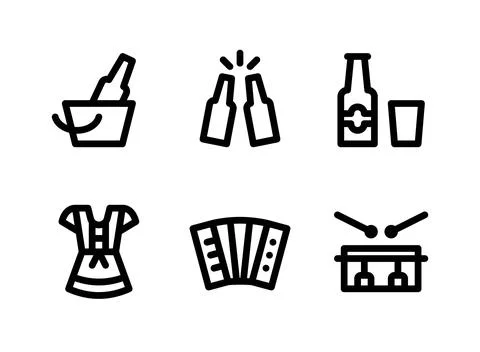 Simple Set of Beer Related Vector Line Icons Stock Illustration