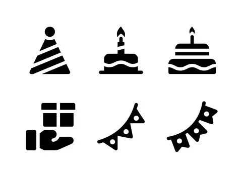 Simple Set of Birthday Related Vector Solid Icons Stock Illustration