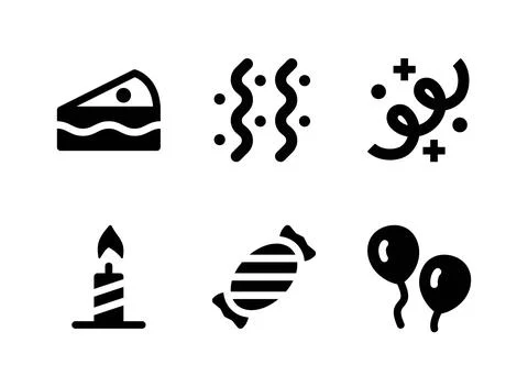 Simple Set of Birthday Related Vector Solid Icons Stock Illustration
