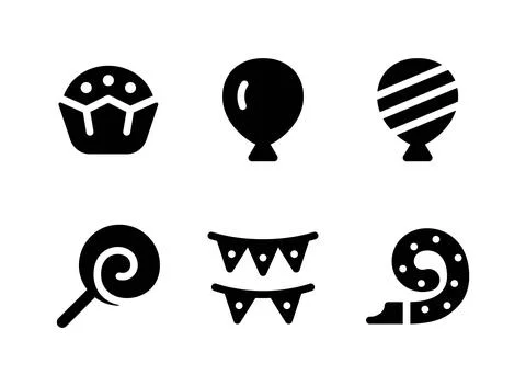 Simple Set of Birthday Related Vector Solid Icons Stock Illustration