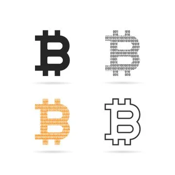 Simple set of bitcoin logo with shadow Illustrazione stock