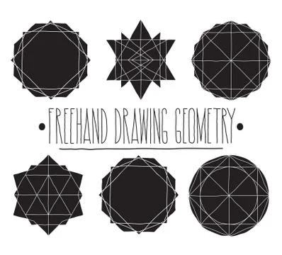 Simple set with black filled geometric shapes and elements with Stock Illustration