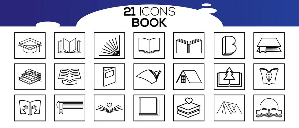 Simple Set of Book Related Vector Line Icons. Contains such Icons as Organize Stock Illustration