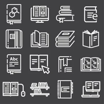 Simple set of books related vector icons Stock Illustration