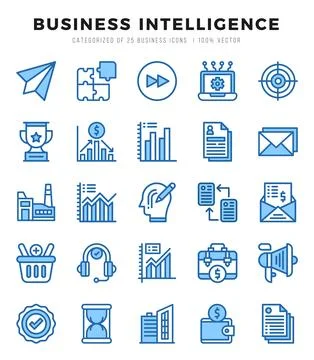 Simple Set of Business Intelligence Related Vector Two Color Icons. 스톡 일러스트