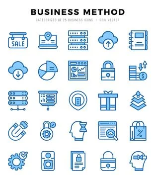Simple Set of Business Method Related Vector Two Color Icons. Stock Illustration