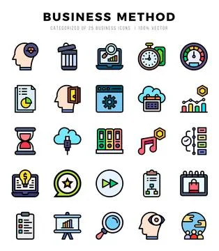 Simple Set of Business Method Related Vector Lineal Color Icons. 스톡 일러스트