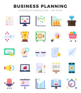 Simple Set of Business Planning Related Vector Flat Icons. Stock Illustration