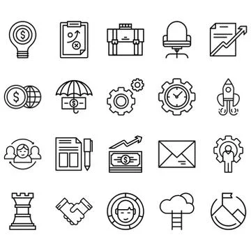Simple Set of Business Related Line Icons Stock Illustration