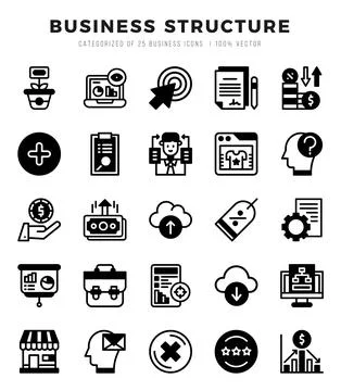 Simple Set of Business Structure Related Vector Lineal Filled Icons. Stock Illustration