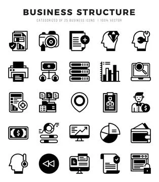 Simple Set of Business Structure Related Vector Lineal Filled Icons. Stock Illustration
