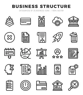 Simple Set of Business Structure Related Vector Lineal Icons. Stock Illustration