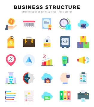 Simple Set of Business Structure Related Vector Flat Icons. イラスト素材