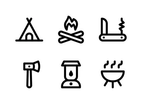 Simple Set of Camping Related Vector Line Icons Stock Illustration