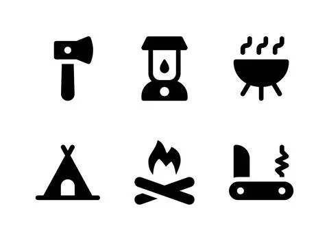 Simple Set of Camping Related Vector Solid Icons Stock Illustration