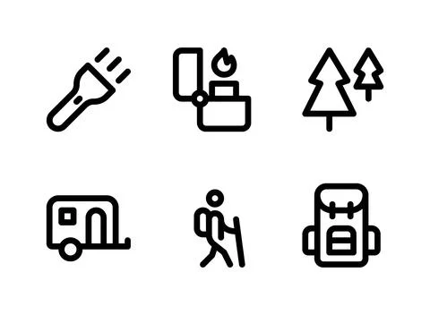 Simple Set of Camping Related Vector Line Icons Stock Illustration