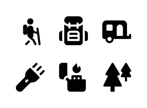 Simple Set of Camping Related Vector Solid Icons Stock Illustration