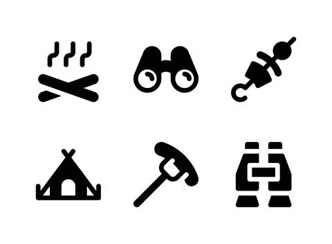 Simple Set of Camping Related Vector Solid Icons Stock Illustration