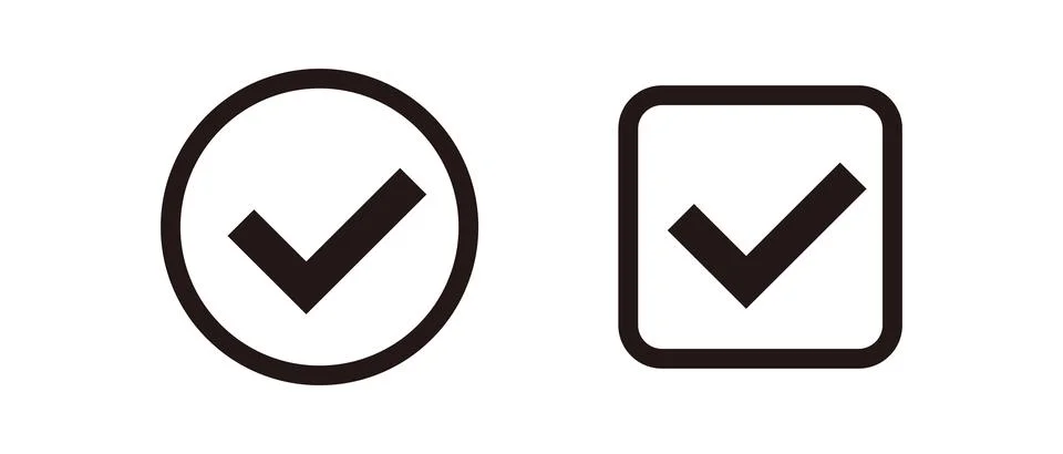 A simple set of circle and square check mark icons. Stock Illustration