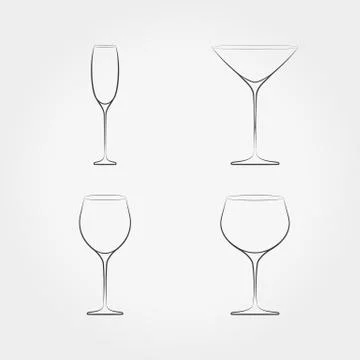 Simple set of classic stemware Stock Illustration
