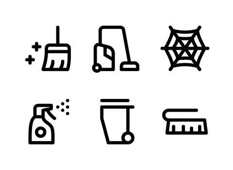 Simple Set of Cleaning Related Vector Line Icons Stock Illustration
