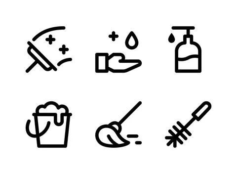 Simple Set of Cleaning Related Vector Line Icons Stock Illustration