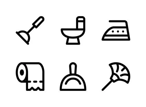 Simple Set of Cleaning Related Vector Line Icons Stock Illustration