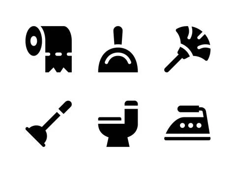 Simple Set of Cleaning Related Vector Solid Icons Stock Illustration