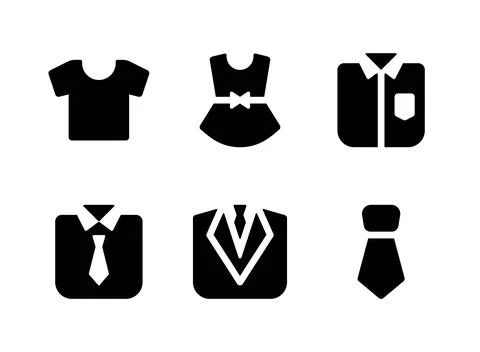 Simple Set of Clothing Related Vector Solid Icons Stock Illustration