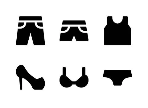 Simple Set of Clothing Related Vector Solid Icons Stock Illustration
