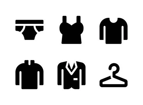 Simple Set of Clothing Related Vector Solid Icons Stock Illustration