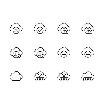 Simple set cloud storage illustration line icon. Contains such icons data 스톡 일러스트