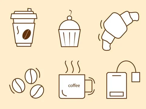 A simple set of coffee and tea related vector icons. Editable. Stock Illustration