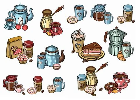 Simple Set of Coffee and Tea set symbol. icon Stock Illustration