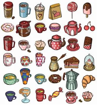 Simple Set of Coffee and Tea set symbol. icon Stock Illustration