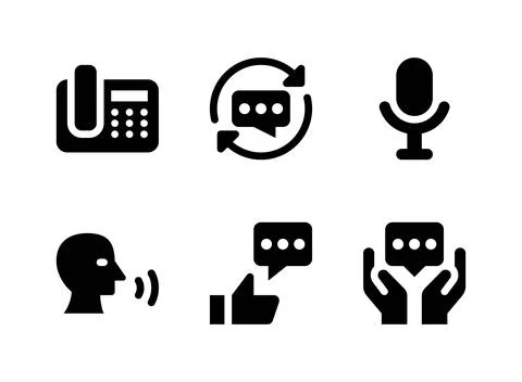Simple Set of Communication Related Vector Solid Icons Stock Illustration