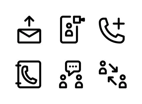 Simple Set of Communication Related Vector Line Icons Stock Illustration