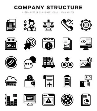 Simple Set of Company Structure Related Vector Lineal Filled Icons. Stock Illustration